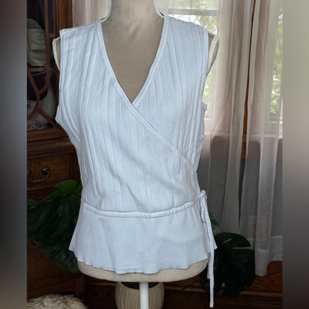 ☀️SUMMER CLEARANCE SALE☀️ Bagatelle Light Blue Wrap Knit Blouse
